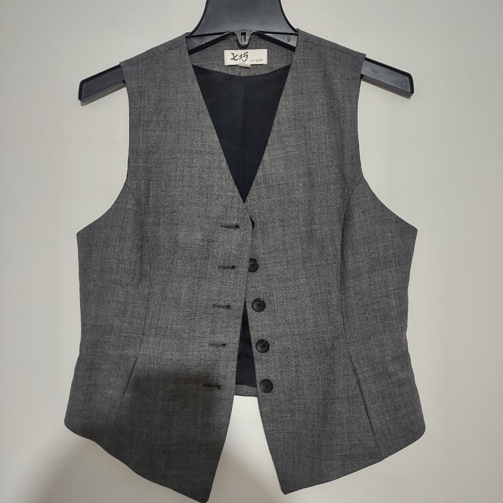 Vintage Qi-Qiao Gray Button Suit Waist Coat Vest 170/93a  L